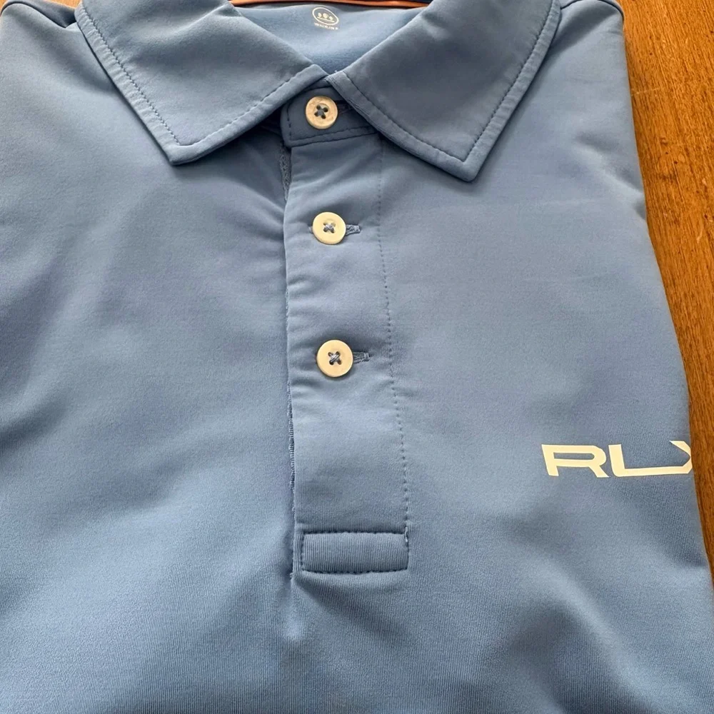 Men’s Light/ royal  Blue RLX Polo Performance Polo Shirt men’s large tour logo